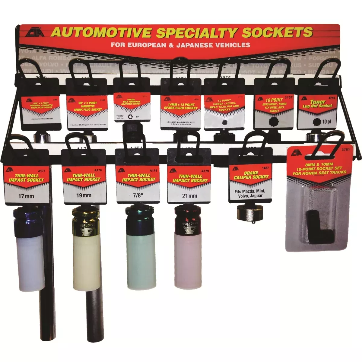 13-Piece Specialty Socket Assortment Display CTA034100 CTA Manufacturing