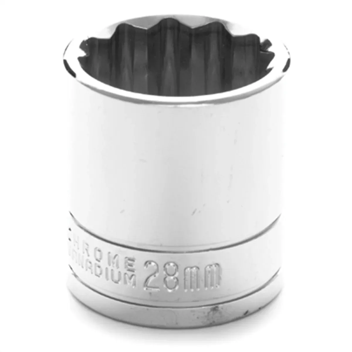 Chrome Socket, 1/2" Drive, 28mm, 12 Point, Shallow WLMW32828 Wilmar Corp. / Performance Tool
