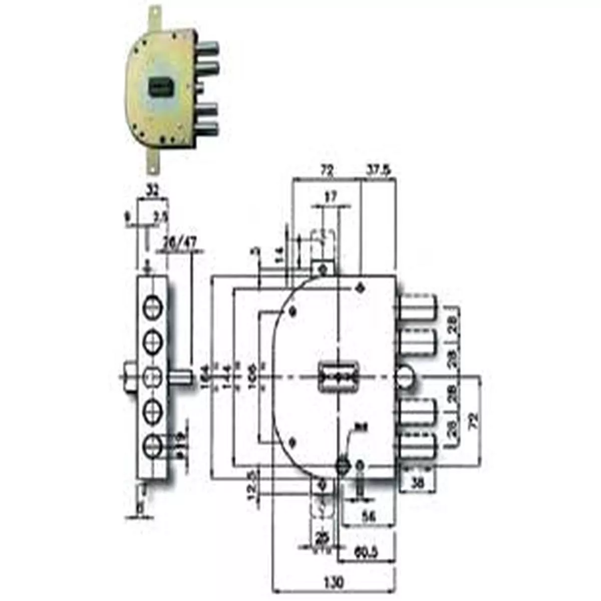 CR Triple lock to be applied with double-bit latch, armoured 2155mm.60 SX (2155-13)