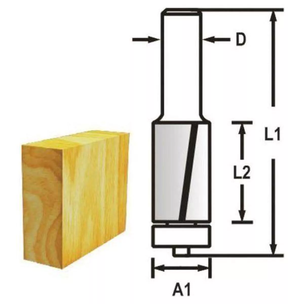 Makita Flush Trim Bit / Straight Router Bit with Bearing
