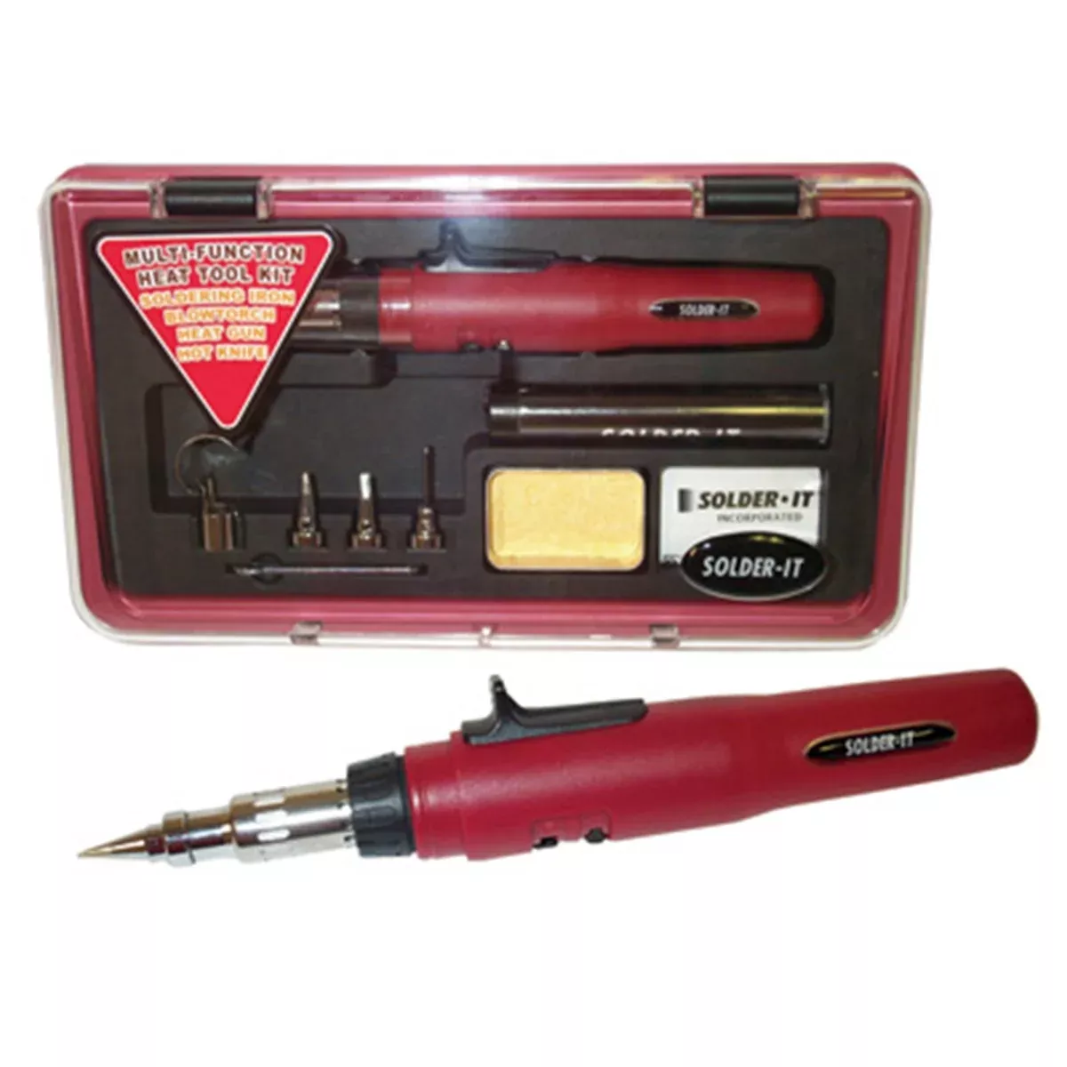 Multi-Function Butane Heat Tool Kit, 4-in-1 Tool, Blow Torch, Soldering Iron, with Tips, in Case SOIES-640CK Solder-it