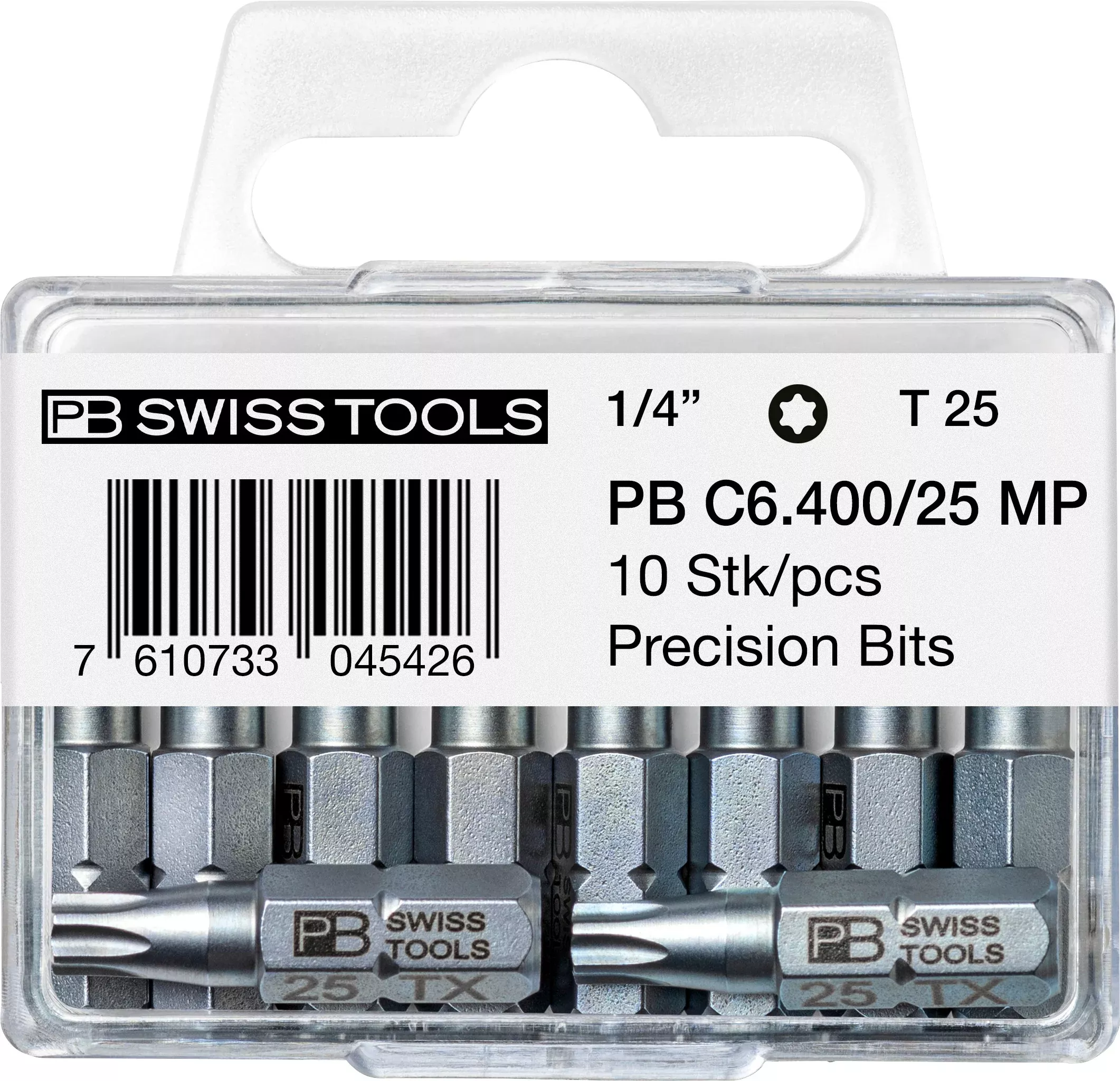 PB Swiss C6 400 MP Torx TX25 PrecisionBit Design C 6.3 (1/4") 10 Pack