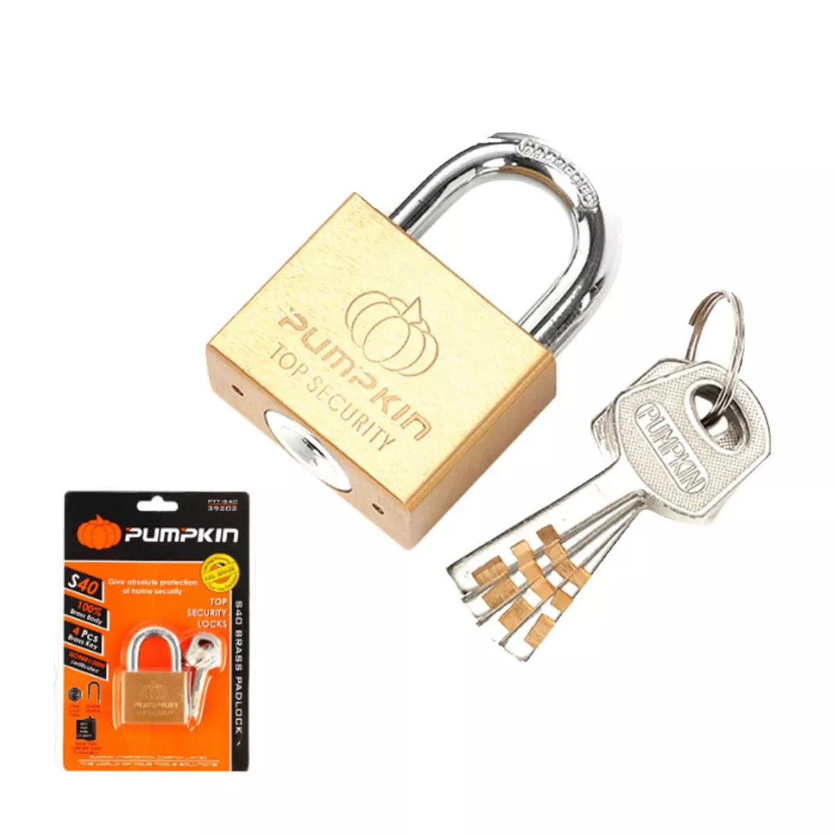 Pumpkin PM39202 / PM39204 Brass Padlock 40mm / 50mm