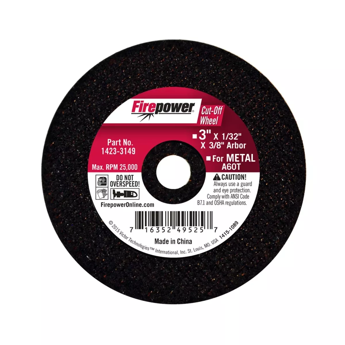 Type 1 Cut Off Abrasive Wheels, 3 FPW1423-3149 Firepower